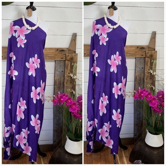Purple/Pink/White Hibiscus SARONG - Picture 3 of 5